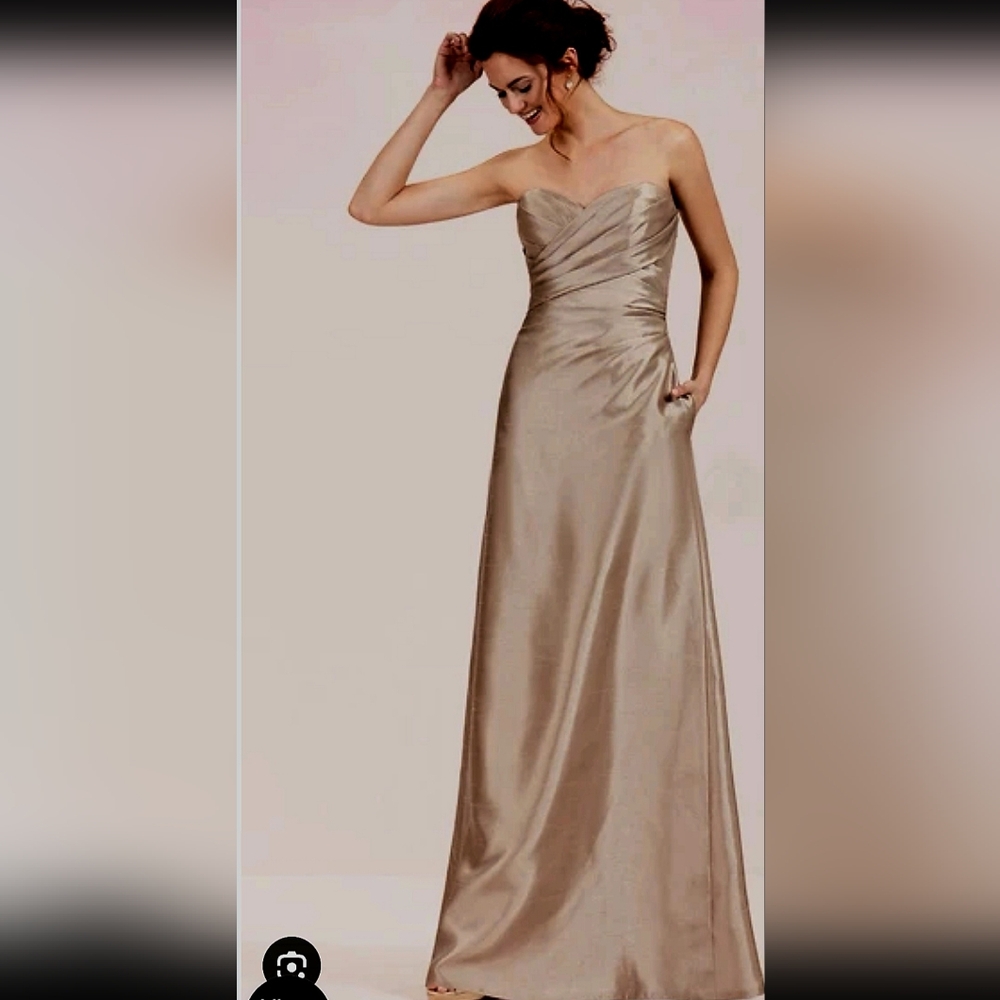 ANDREW ADELA /  Pleated Strapless Maxi BRIDESMAID Gown